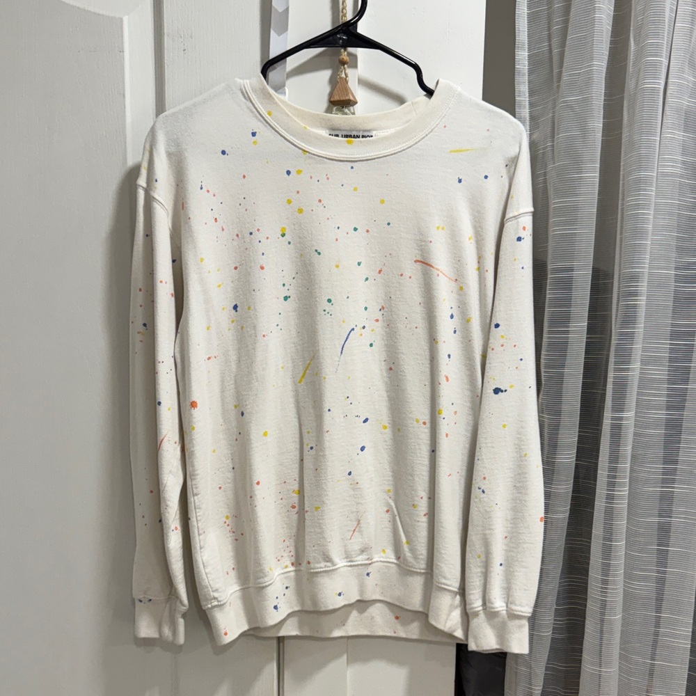 Sub_Urban Riot White Multicolor Splatter Crewneck Sweater